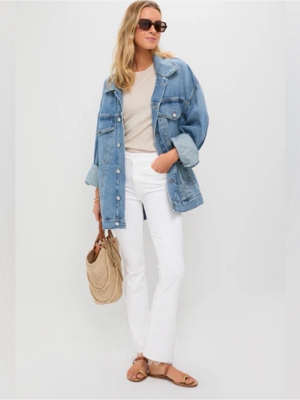 MOTHER White The Weekender Fray Denim